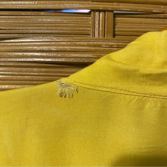 Vintage Yellow Japanese Happi Kimono Jacket Scenic Print one size orient Asian - Picture 9 of 11